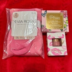 Beauty Products Bundle Towel, Socks, Body Wash and Lip Mask NEW